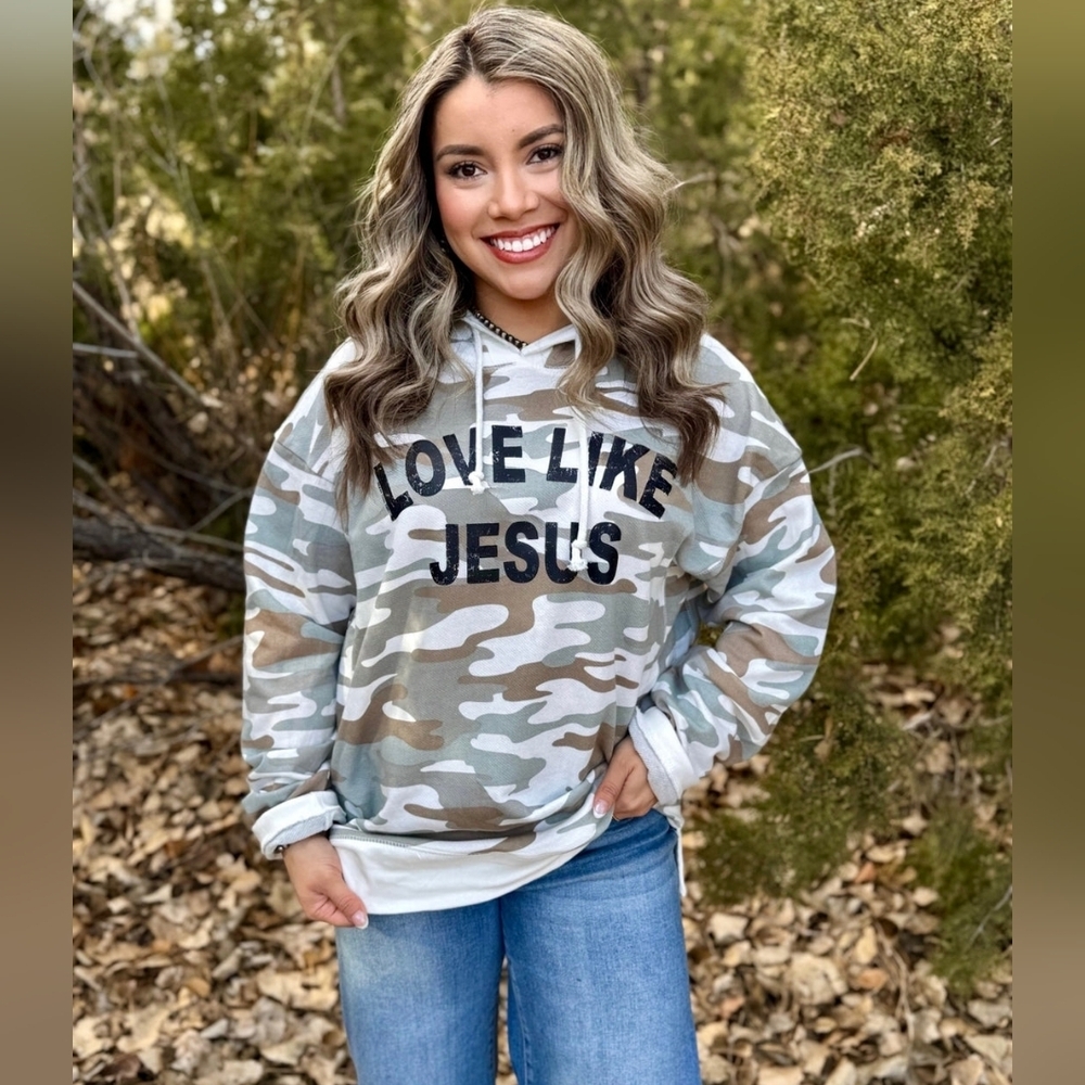 NWT Camouflage 'Love Like Jesus' Hoodie